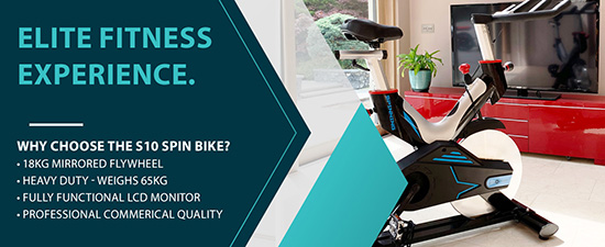 Indoor Spin Bike with Descriptive text about the spin bikes features
