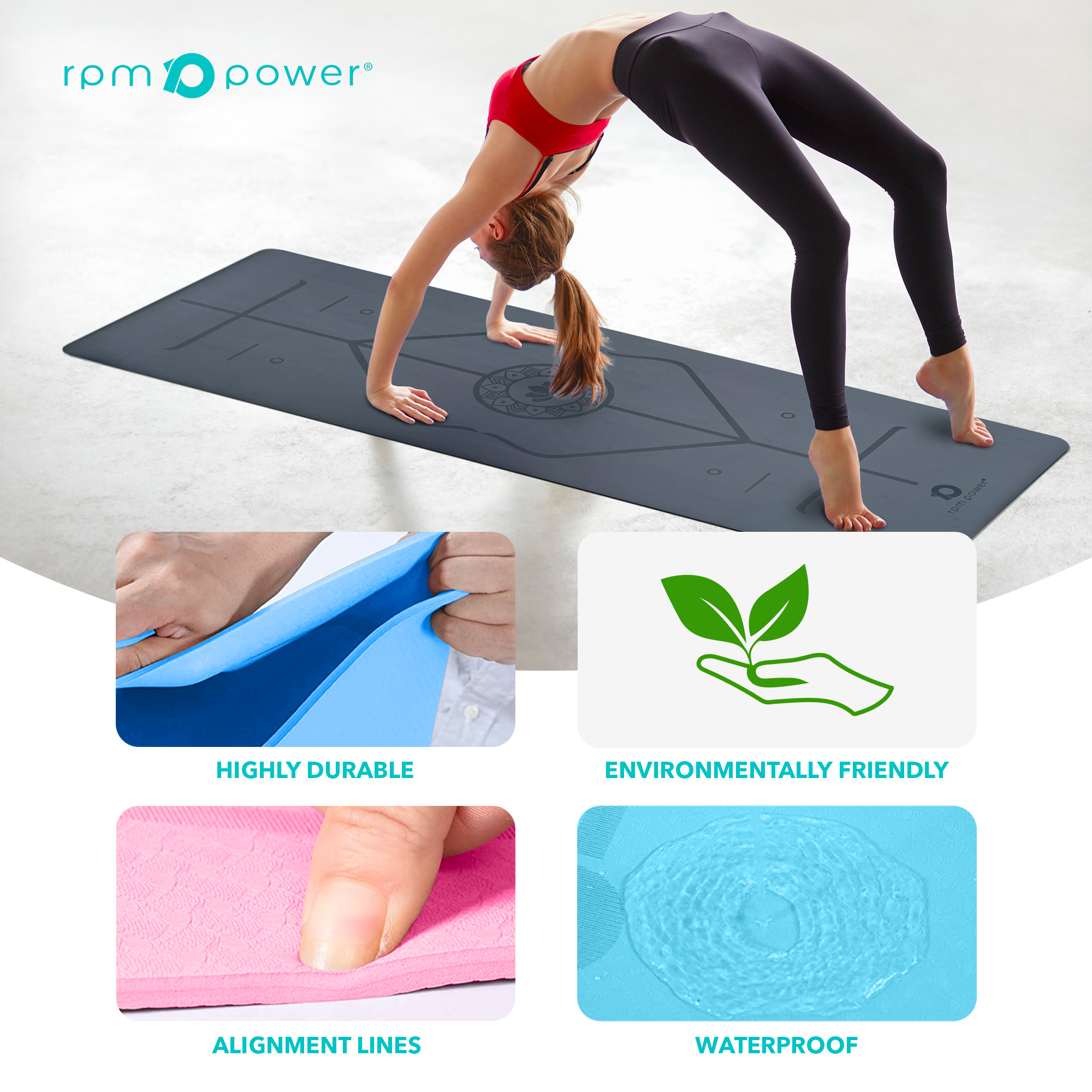 Yoga Studio 6mm White Yoga Mat With Custom Logo Design - Middle