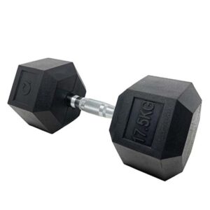 A single 17.5kg hex dumbbell against a white background.